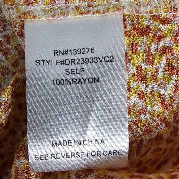 DR2 Short Sleeve Animal Orange Button Down Blouse - Picture 4 of 6